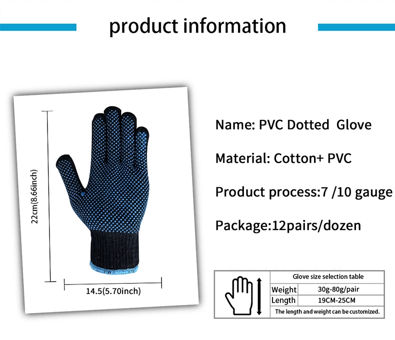 China Wholesale 7/10gauge PVC/Dotted/Dots Industrial Guante Safety Work Cotton Knitted Gloves