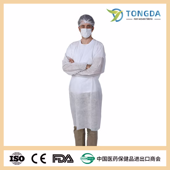 Wholesale Different Size Isolation Gown Non-Woven Blue PP with Knit Cuff Disposable Isolation Gown