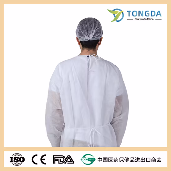 Wholesale Different Size Isolation Gown Non-Woven Blue PP with Knit Cuff Disposable Isolation Gown
