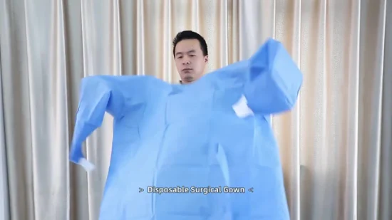 Poignets tricotés niveau standard AAMI 1/2/3 robe d'isolation chirurgicale médicale jetable non tissée pour les hôpitaux