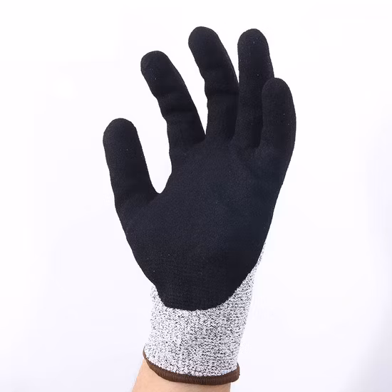 Hppe fibre industrielle Anti-coupure résistant blanc gris PU enduit en gros protection travail travail sécurité travail gants