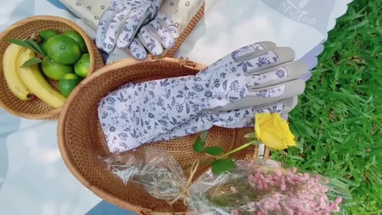 Gants de jardinage élégants imprimés de fleurs, sécurité pour le travail dans la cour, l'élagage des roses, lavables, en cuir résistant aux épines