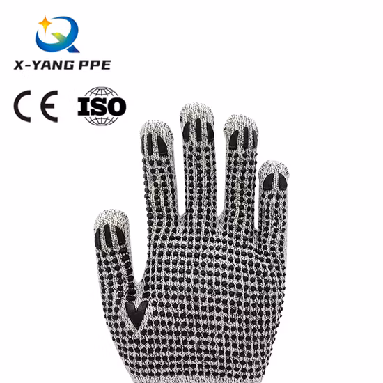 Factoryshop Doublure en coton de calibre 7/10 simple/double face en PVC à pois/points enduits antidérapants pour la sécurité du travail et la construction de gants tricotés